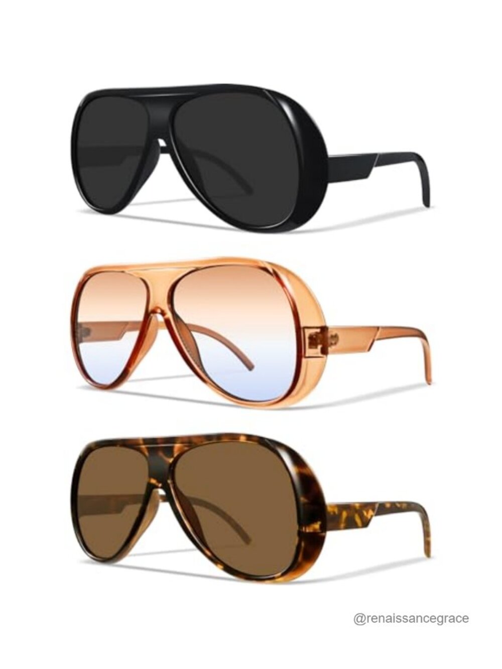 Retro Oversized Square Aviator Sunglasses with UV400 Protection